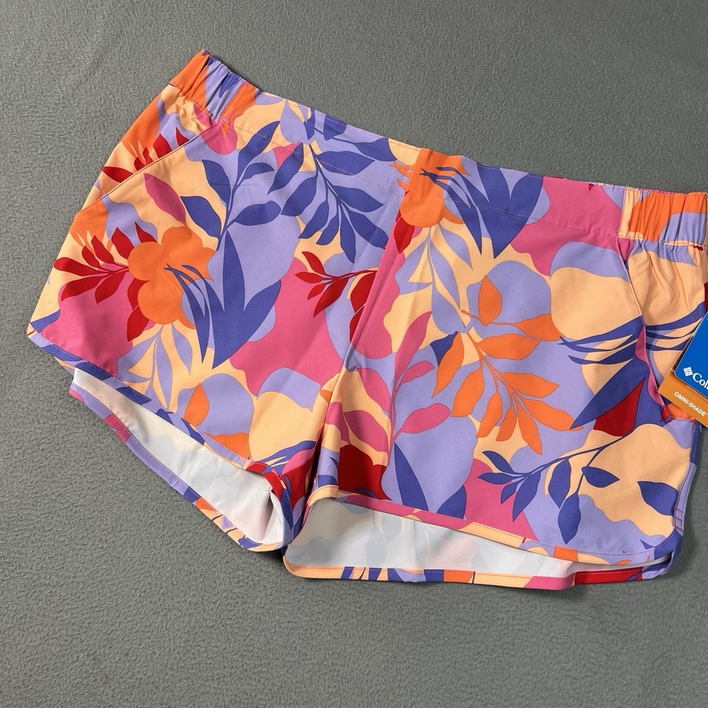 Columbia Pleasant Creek Short Womens XXL Purple Pink Floral 3in Inseam Hike